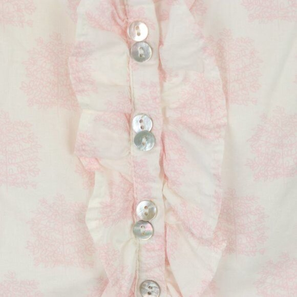 Egg Baby Infant 3-6 Months White Pink Tree Print Button Up Ruffle Sleeve Blouse - Picture 5 of 9